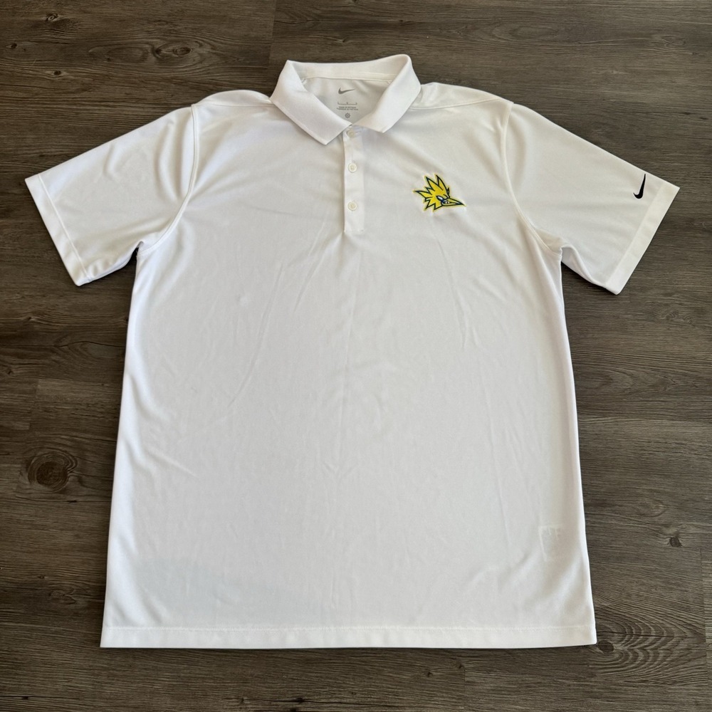 Nike Dri-FIT Polo Shirt Men's Large White Embroidered Logo Golf Athletic